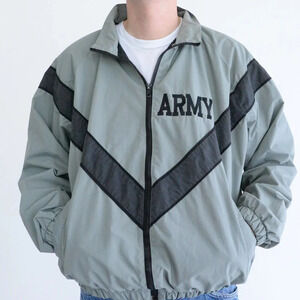 Authentic Issue  Ipfu Embroidered Army Gray Zip Up Bomber Windbreaker Jacket Med